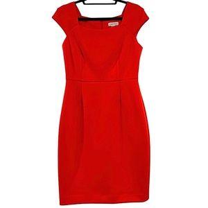 NEW Calvin Klein Square Neck Sheath Scuba Red Dress